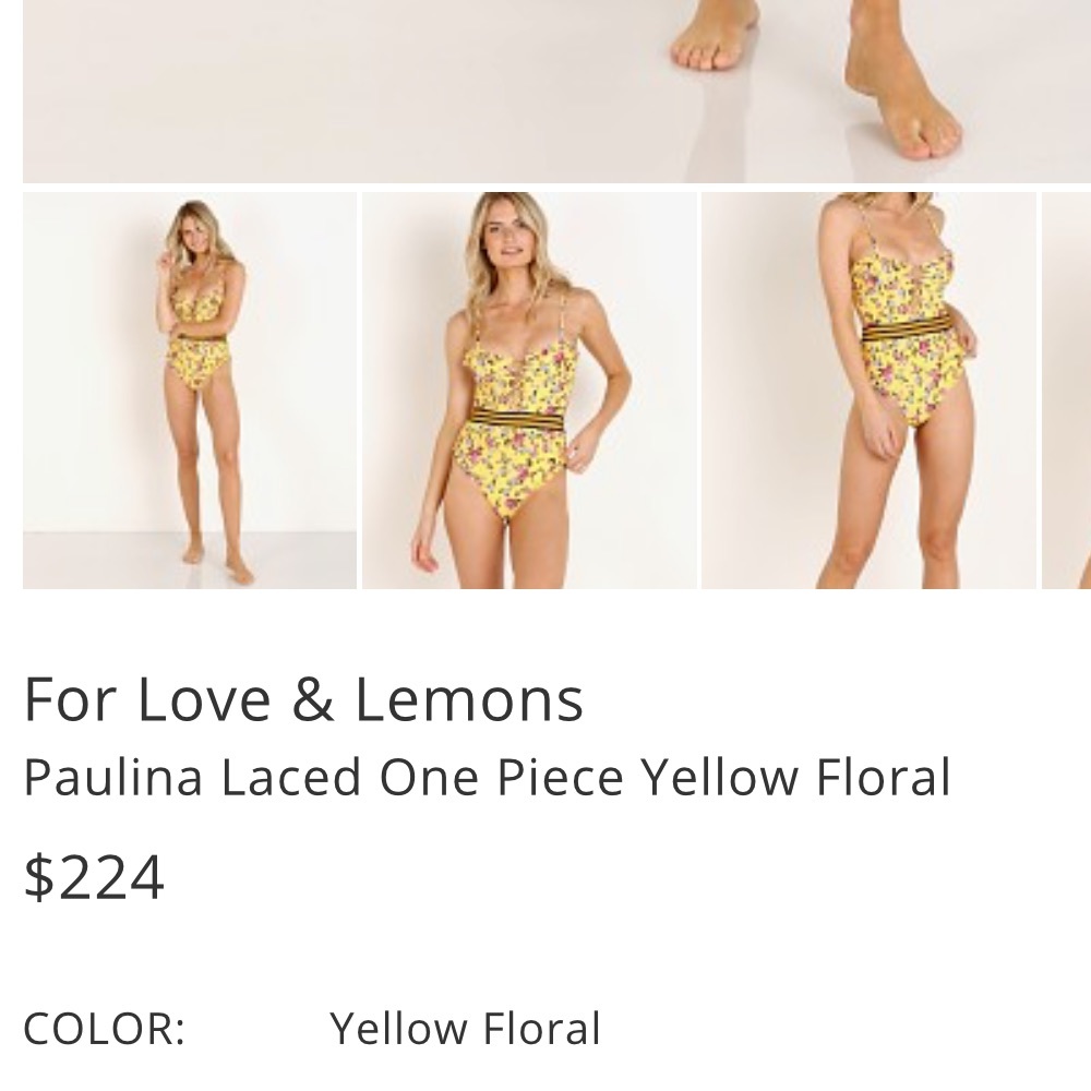 For Love And Lemons Yellow Floral One Piece Swimsuit - Picture 4 of 5